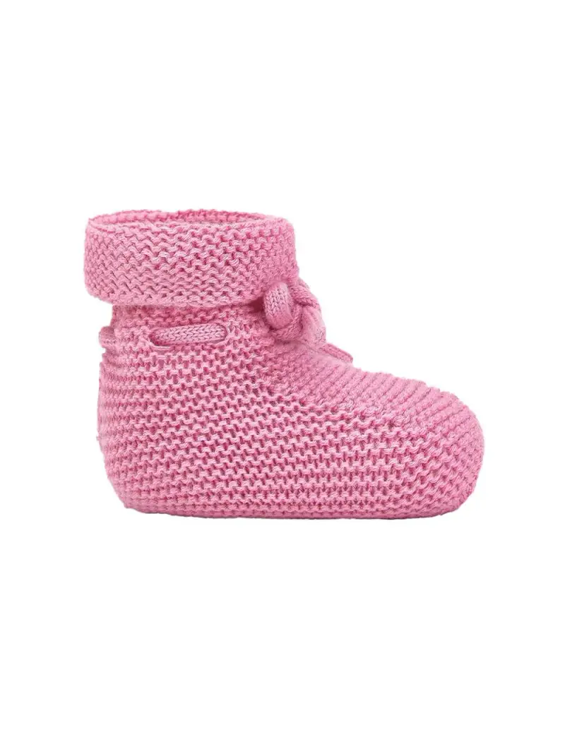 Scarpina fucsia in maglia con fiocco regolabile