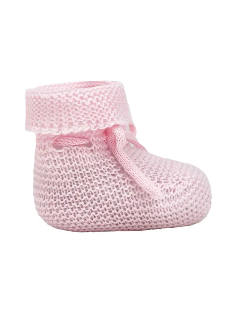 Scarpina rosa in maglia con fiocco regolabile
