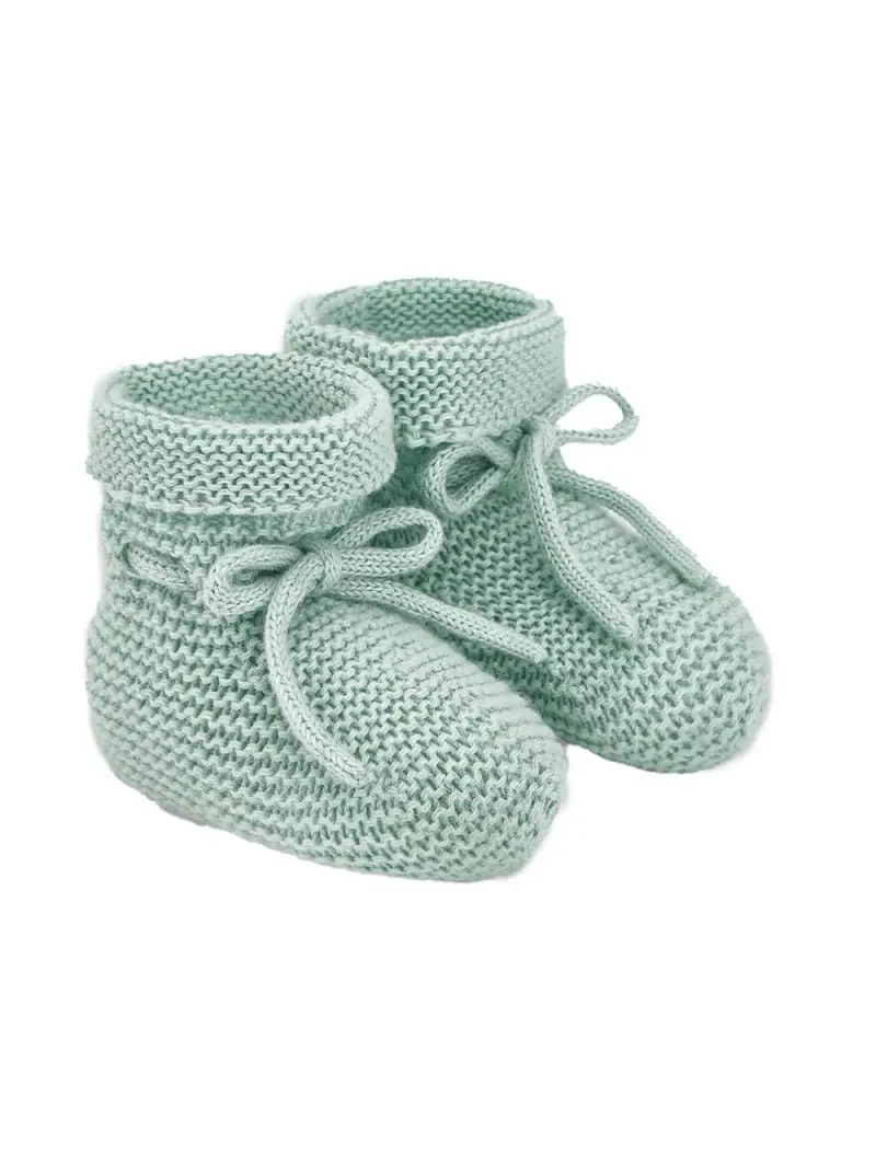 Scarpina verde acqua in maglia con fiocco regolabile miniatura 2