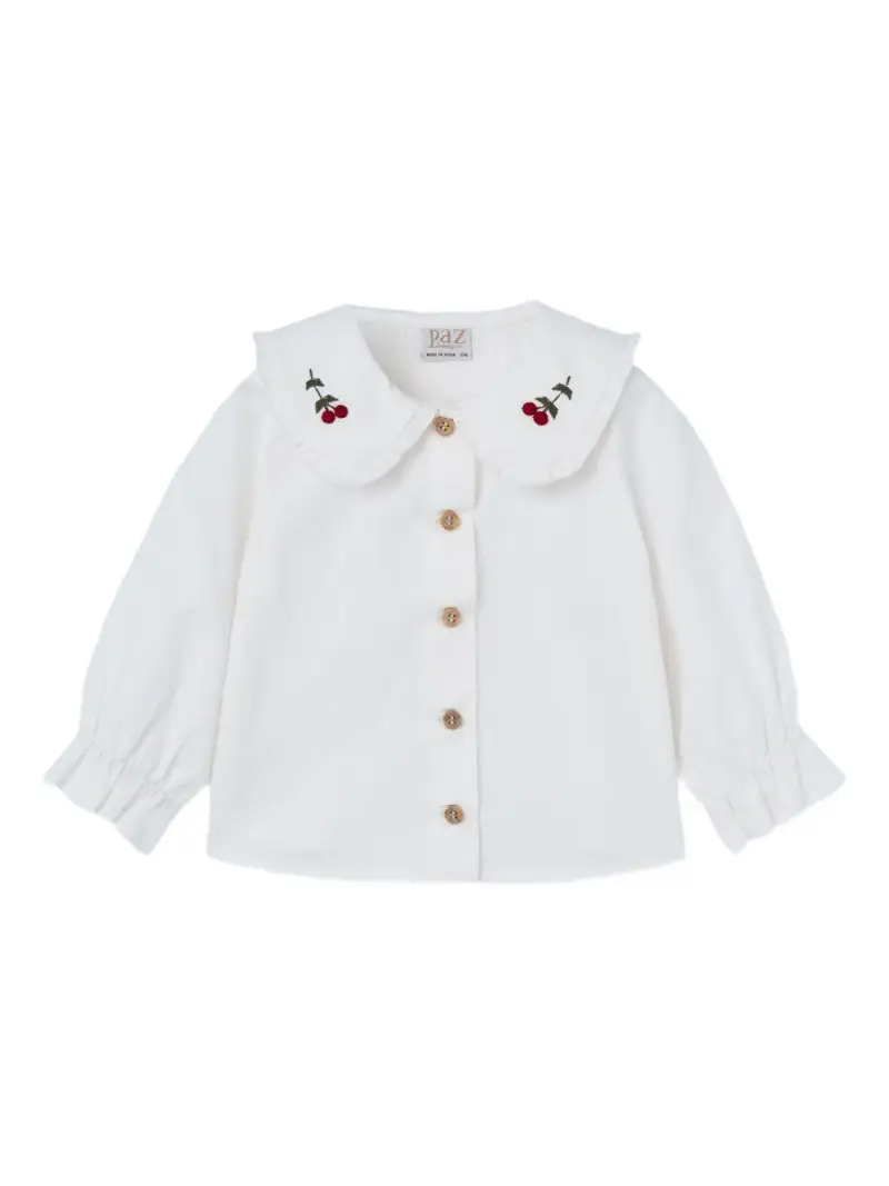 Set a quadri panna con colletto decorato