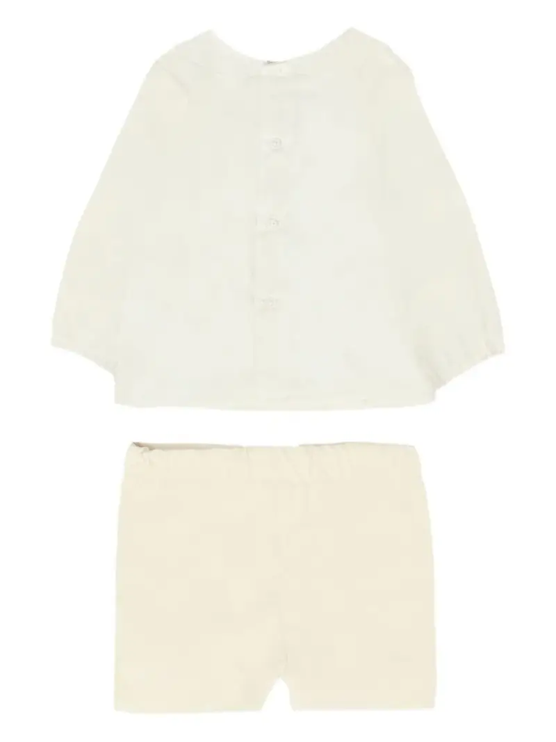 Set panna con camicia plissettata e shorts miniatura 2