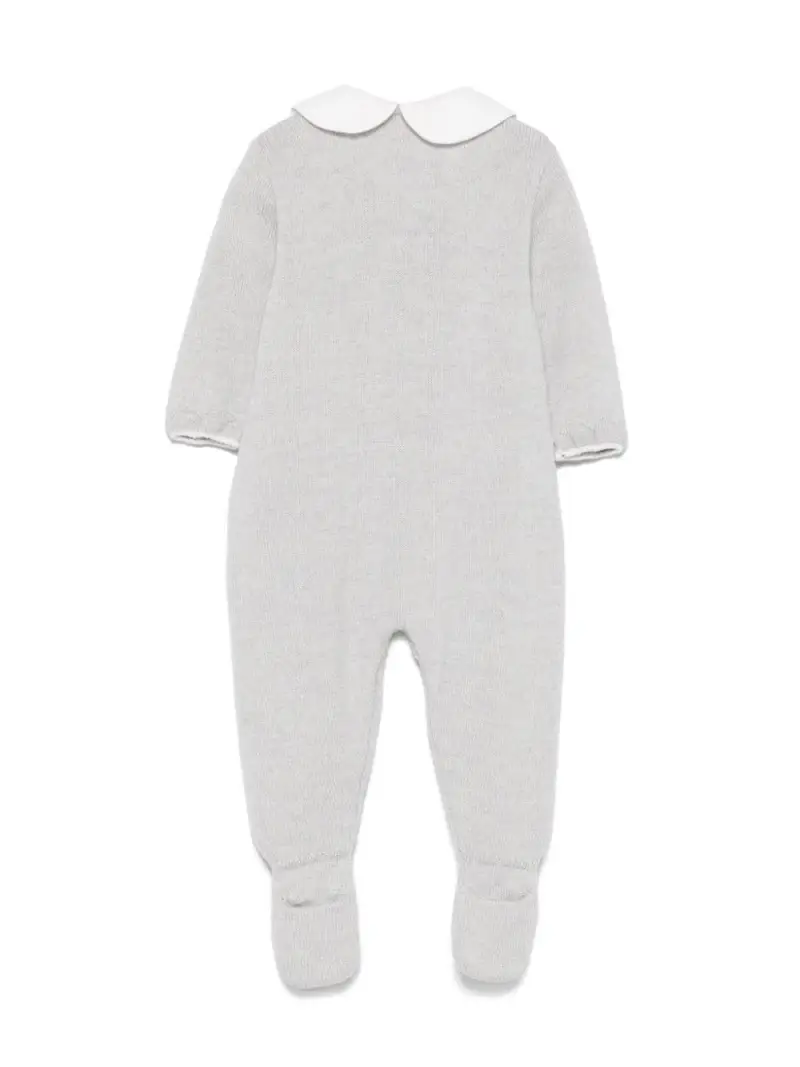 Tutina a calzino in maglia grigio neonato miniatura 2