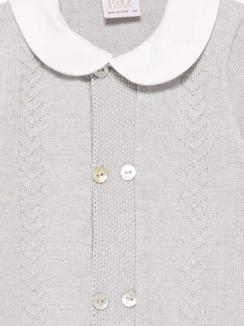 Tutina a calzino in maglia grigio neonato miniatura 3