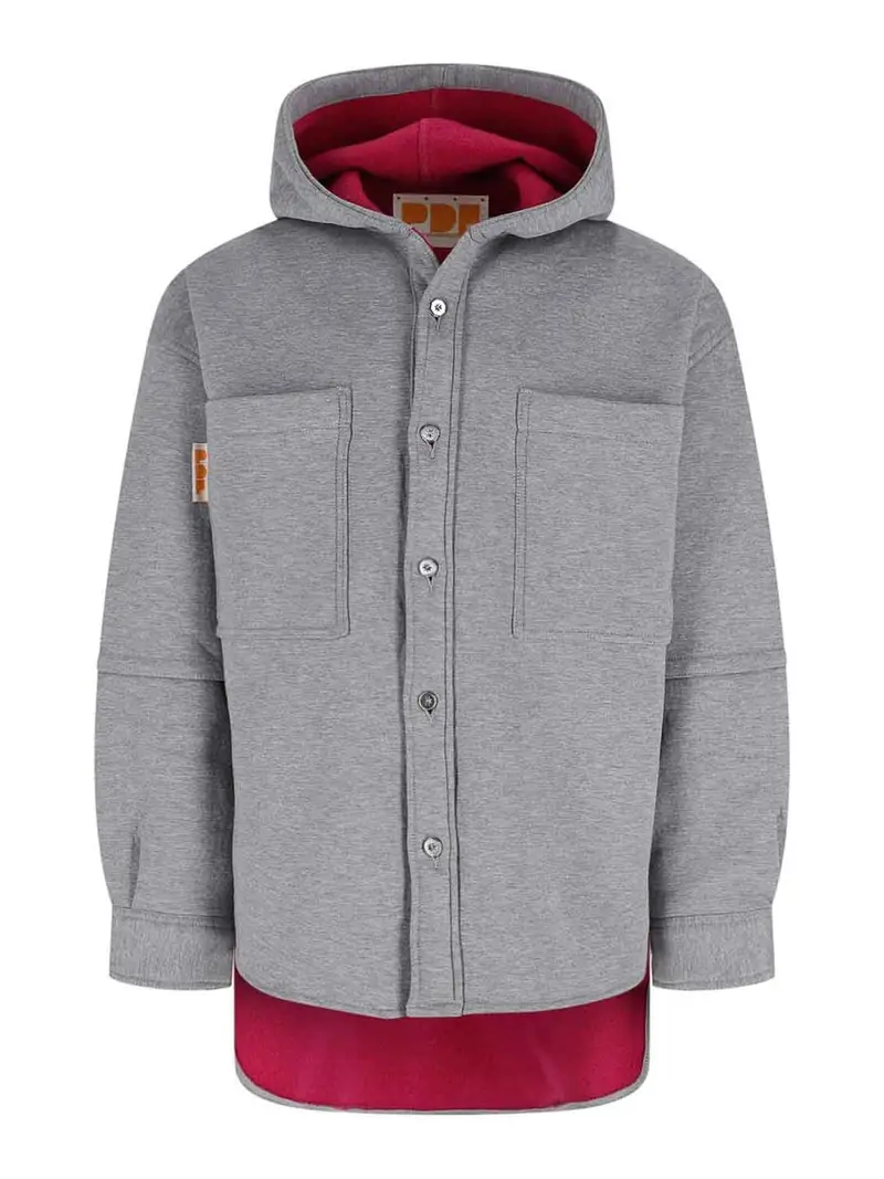 Felpa Cappuccio Logo Grigio