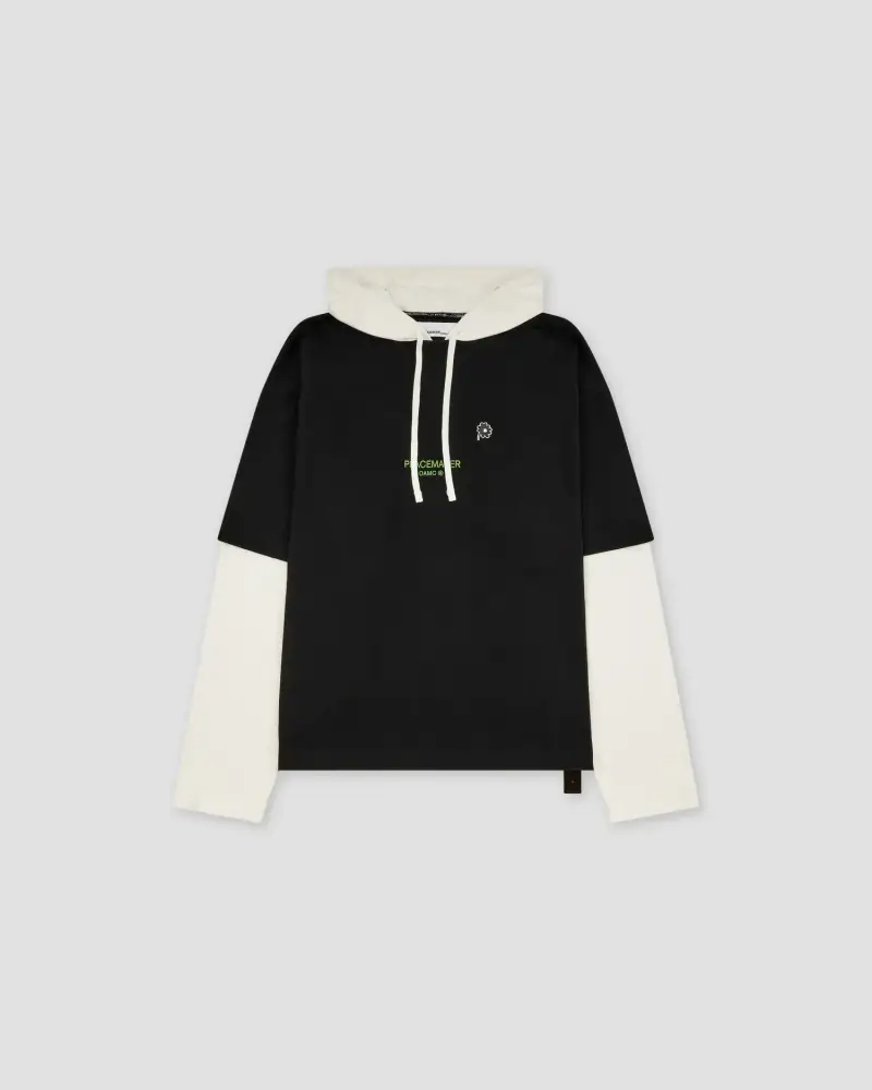 Long sleeve con cappuccio nera bicolor