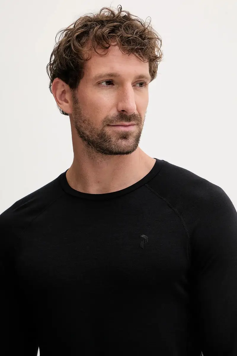 camicetta a maniche lunghe funzionale con lana Magic colore nero G80935 miniatura 4