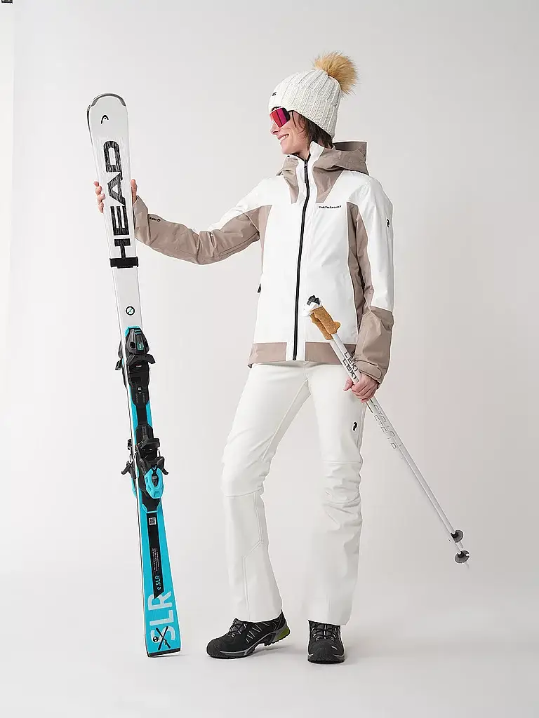 Pantaloni da sci softshell stretch da donna crema | S miniatura 2