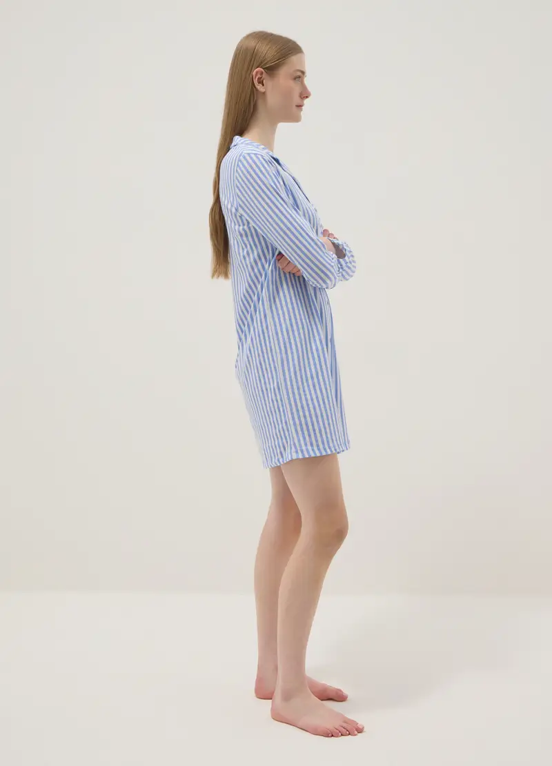 Camicione In Puro Cotone A Righe Multicolor Oversize Peanuts, Donna, Multicolor miniatura 2