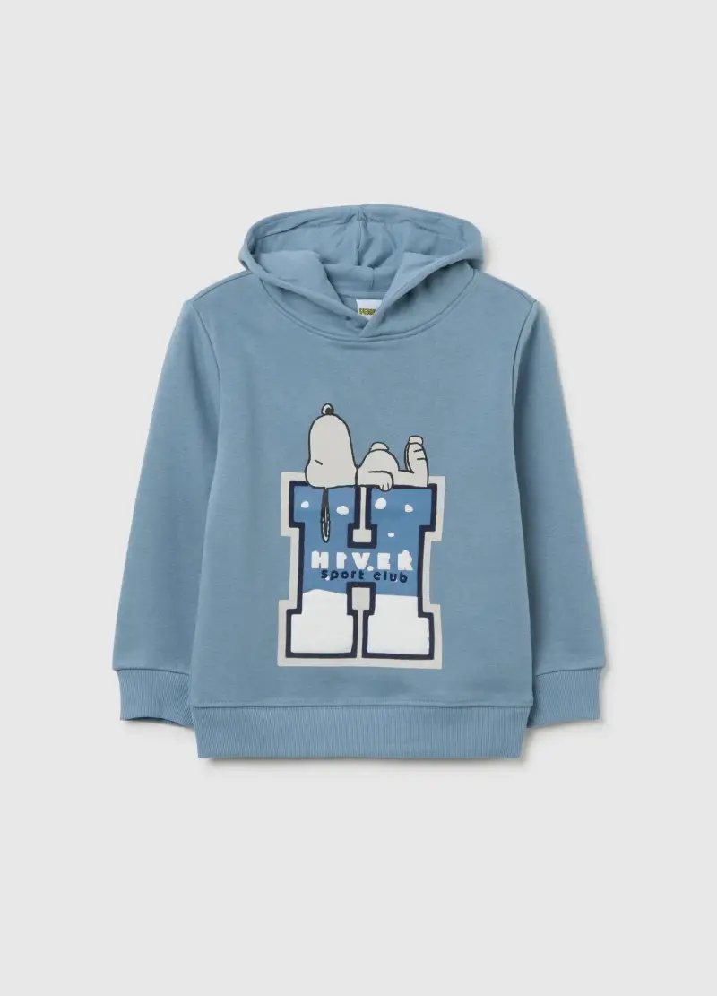 Felpa Azzurra Da Bambino In Misto Cotone Regular Fit Con Stampa Snoopy, Azzurro