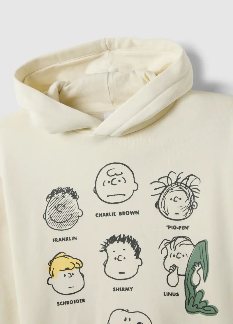 Felpa In Misto Cotone Beige Da Bambino Regular Fit Con Peanuts, Beige miniatura 3