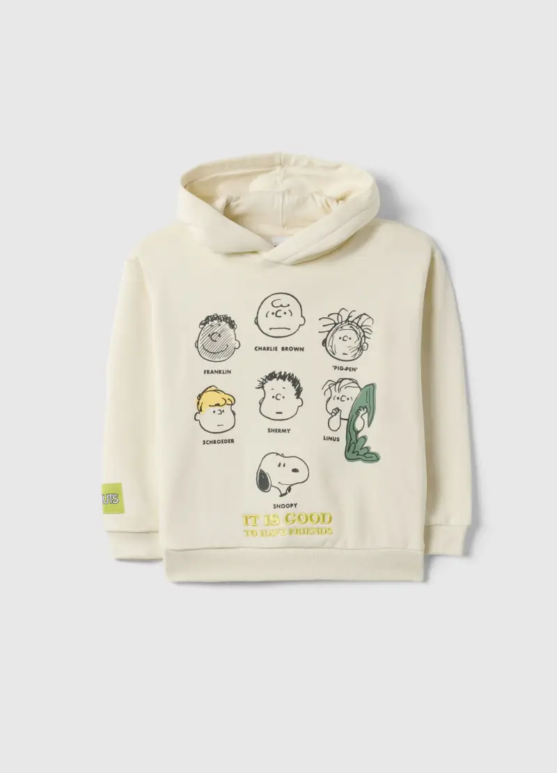 Felpa In Misto Cotone Beige Da Bambino Regular Fit Con Peanuts, Beige