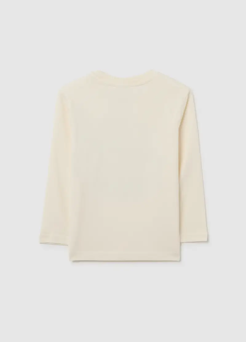 Maglia Beige Da Bambino In Puro Cotone Regular Fit Con Stampa Snoopy, Beige miniatura 2