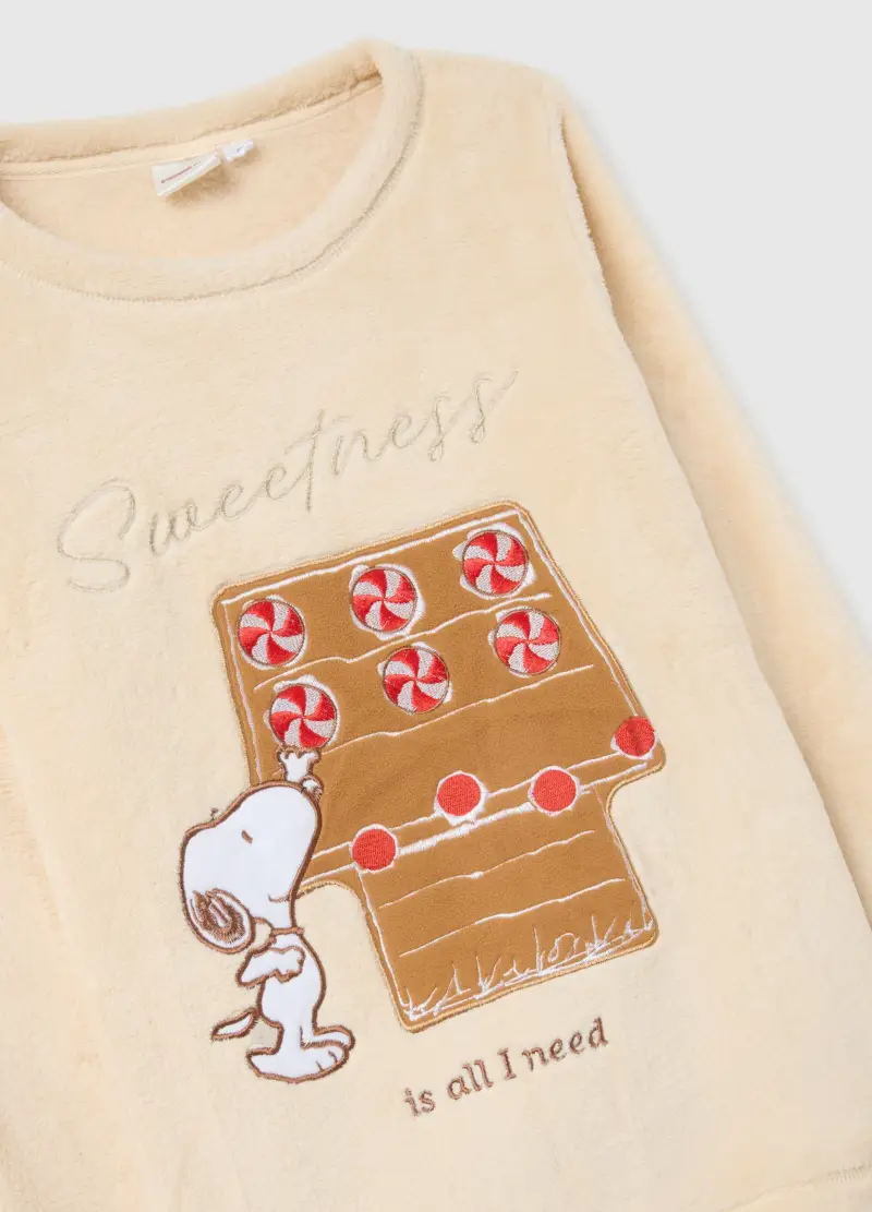 Pigiama Beige Regular Fit Con Stampa Snoopy, Donna, Beige miniatura 2