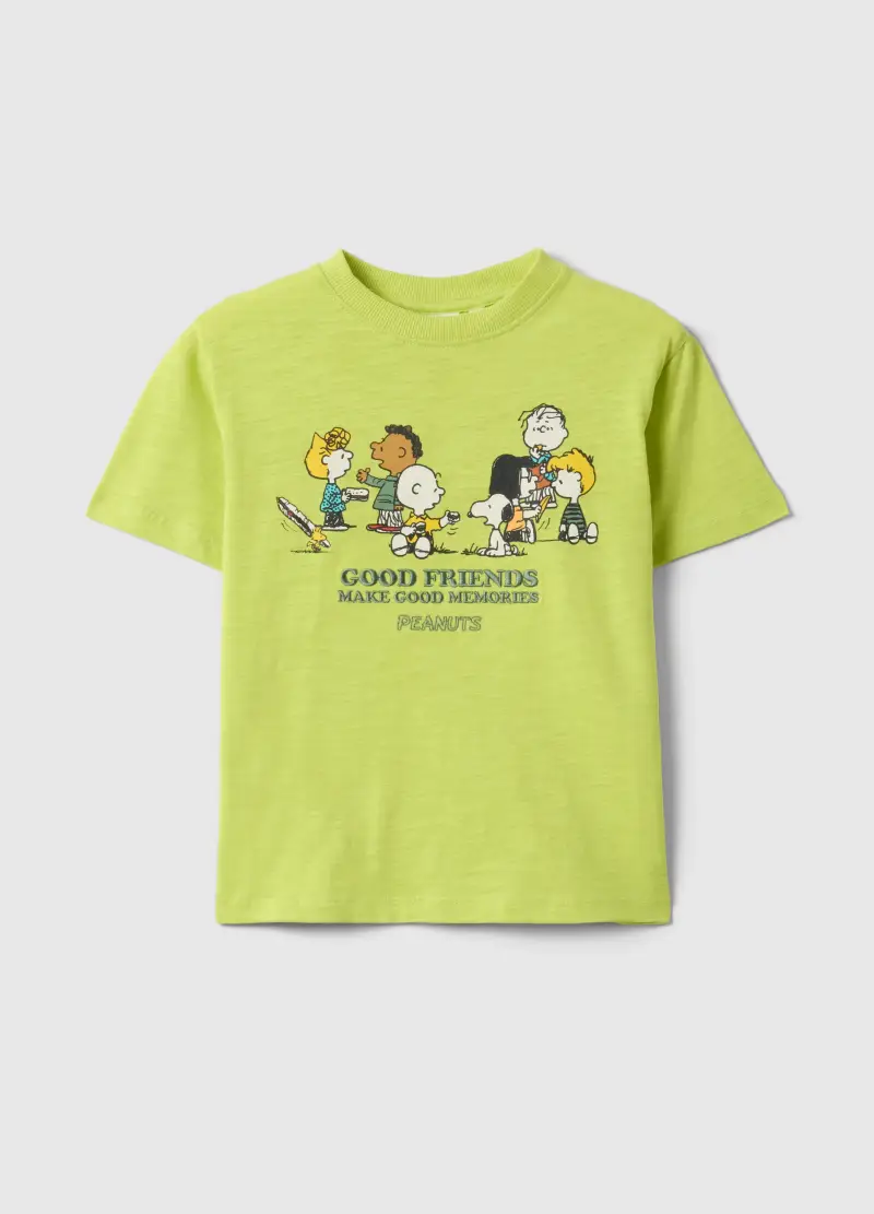 T-shirt In Misto Cotone Giallo Da Bambino Regular Fit Con Peanuts, Giallo