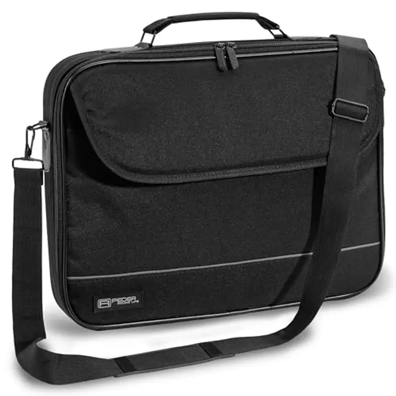 Pedea - Borsa per computer portatile Fair, fino a 14,1", con tracolla, colore: Nero