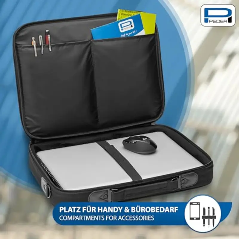 Pedea - Borsa per computer portatile Fair, fino a 14, 1", con tracolla, colore: Nero miniatura 3