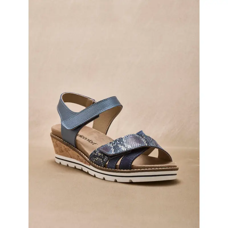 Sandali con zeppa a doppio velcro donna Pédiconfort