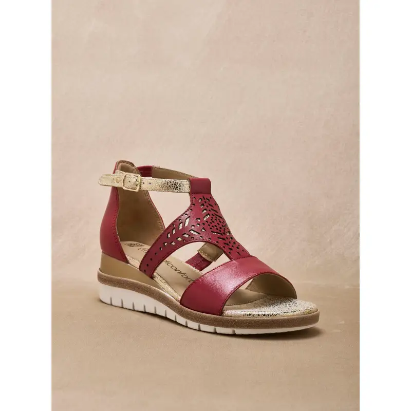 Sandali in pelle con motivi traforati donna Pédiconfort