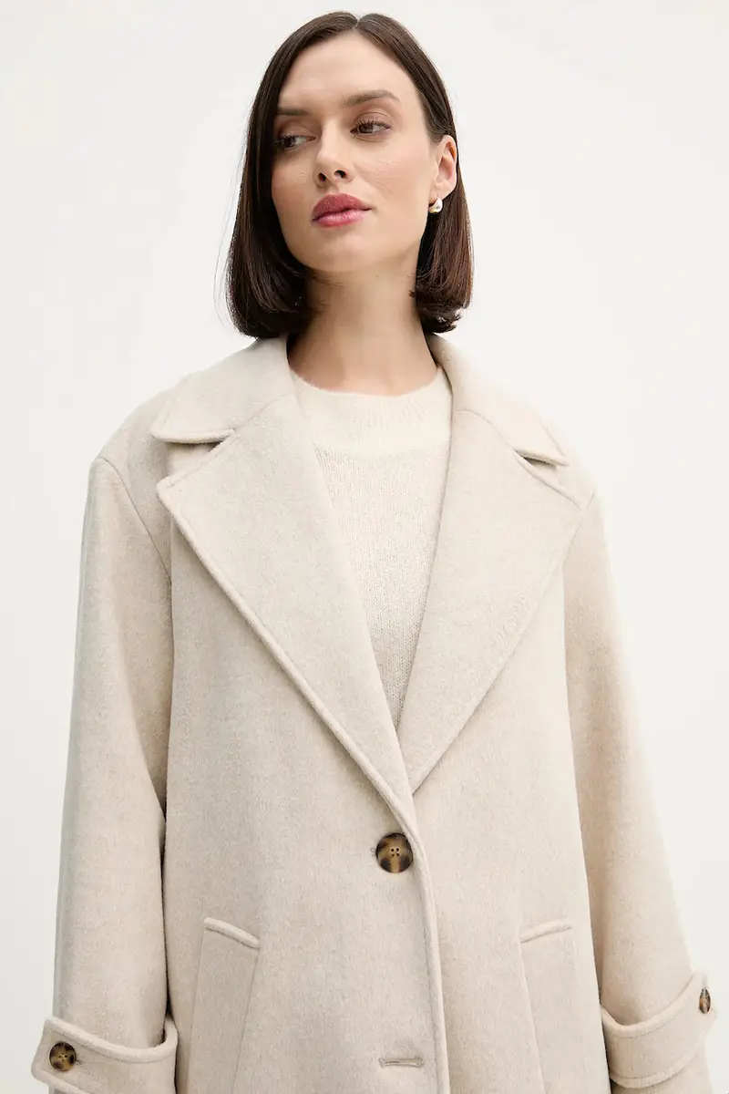 cappotto con lana Beige miniatura 5