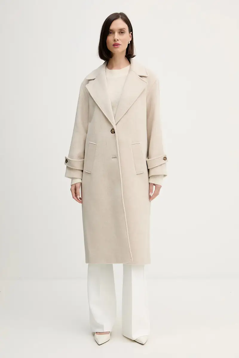 cappotto con lana Beige