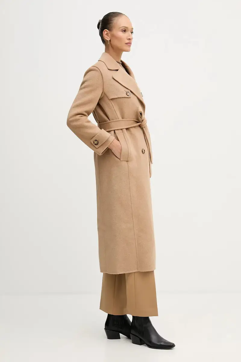 cappotto con lana colore marrone 7522237 miniatura 4