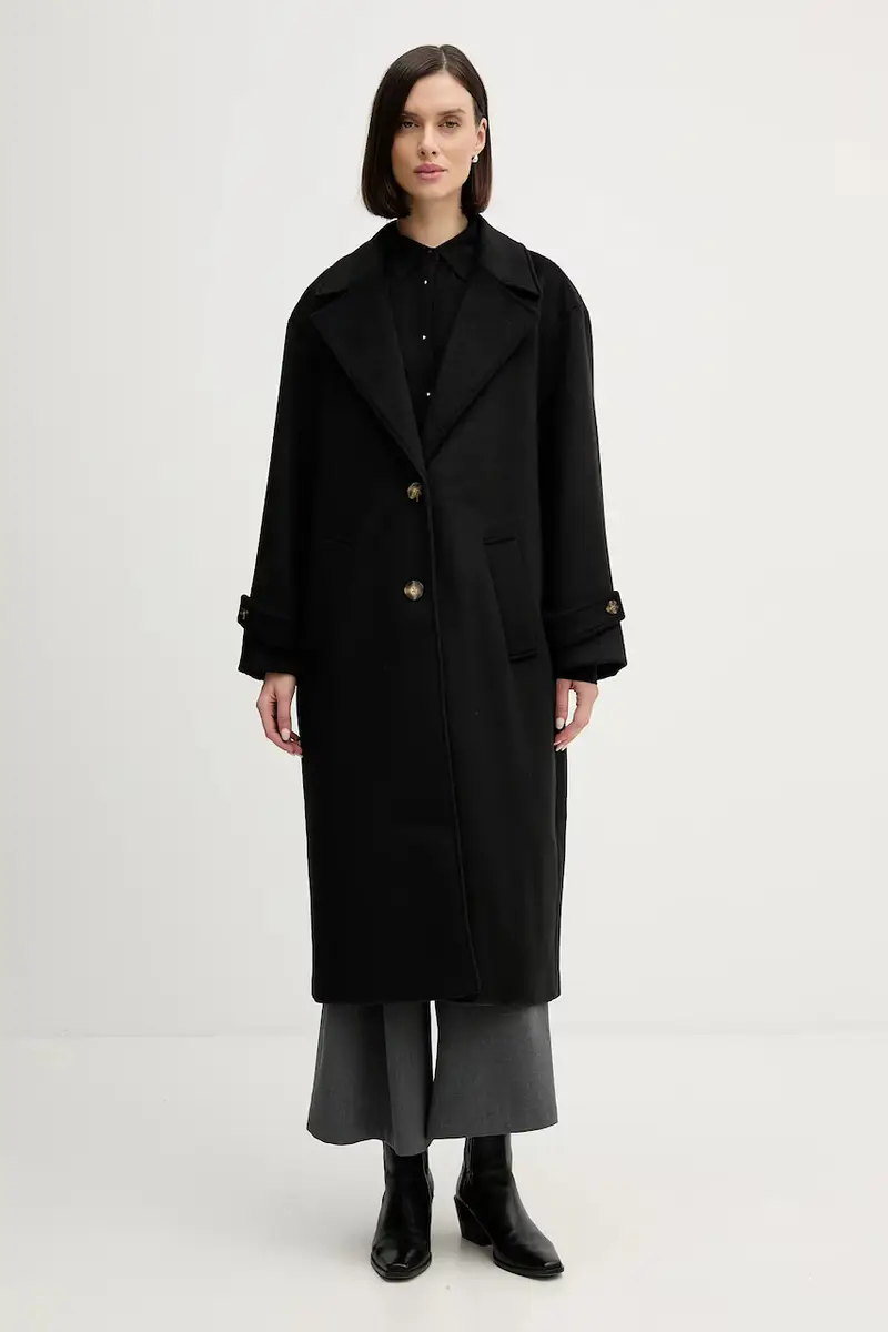 cappotto con lana Nero