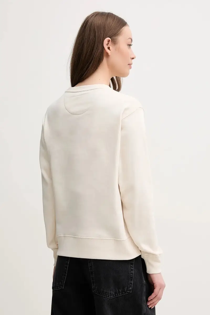 felpa in cotone donna colore beige con applicazione 8629653 miniatura 3