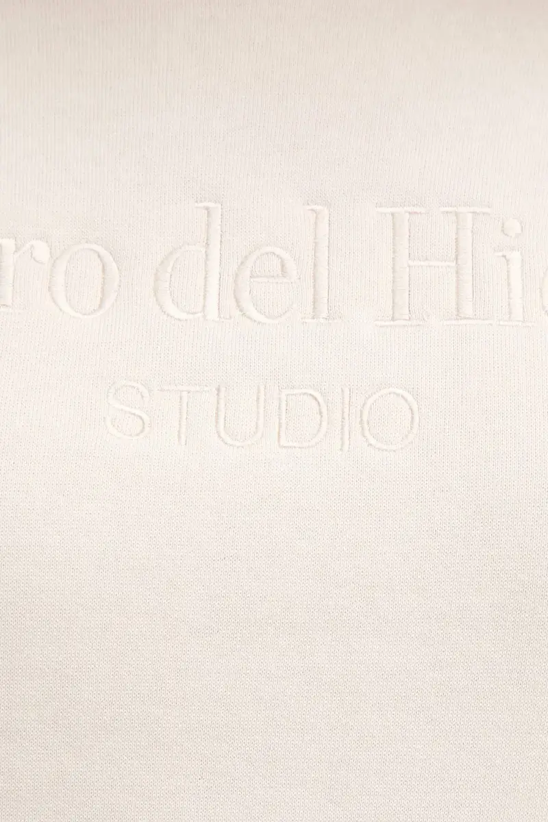 felpa in cotone donna colore beige con applicazione 8629653 miniatura 5