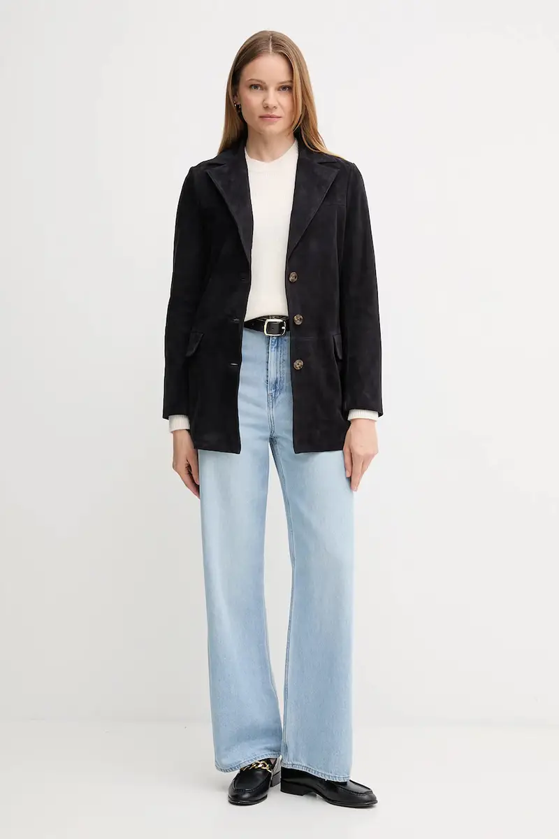 giacca in pelle scamosciata colore blu navy 5492121 miniatura 2