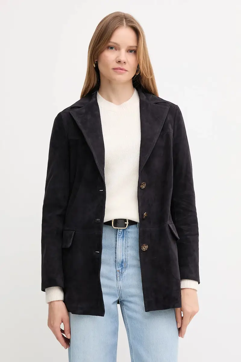 giacca in pelle scamosciata colore blu navy 5492121