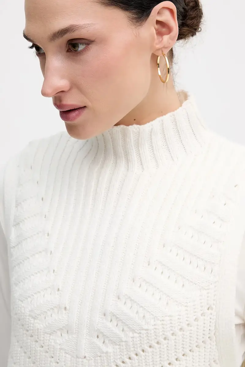 gilè con aggiunta di lana donna colore bianco 5502017 miniatura 4