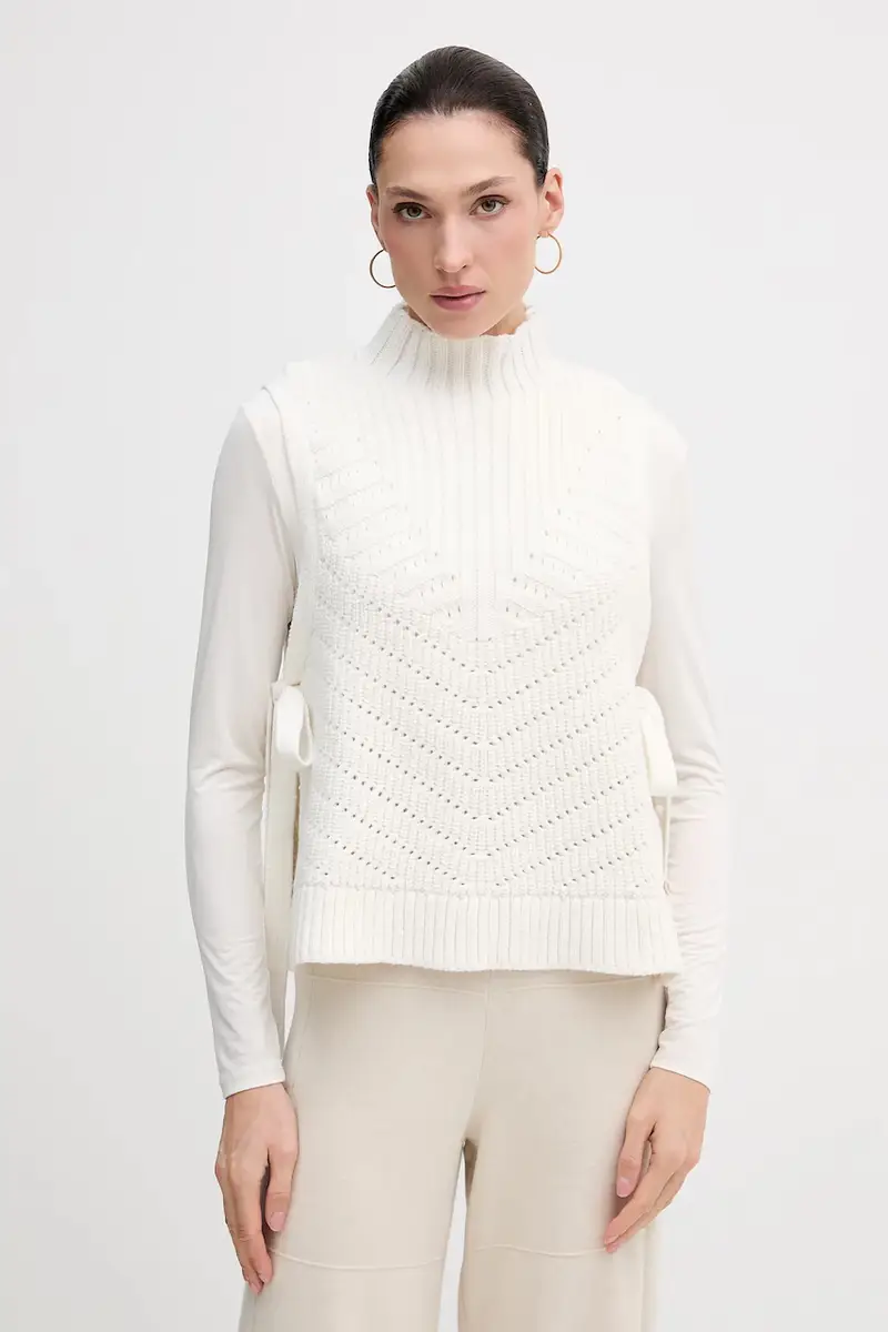 gilè con aggiunta di lana donna colore bianco 5502017