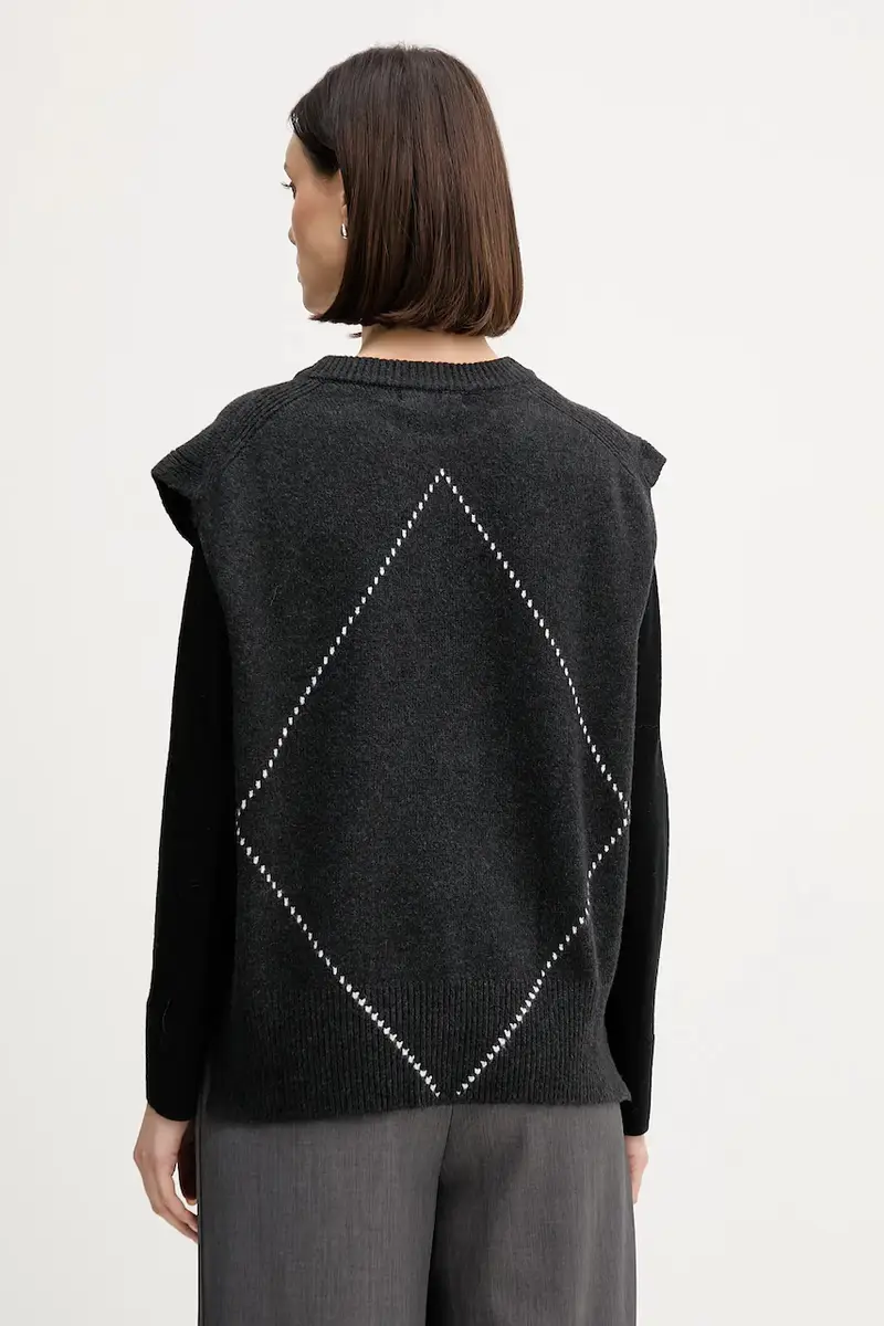 gilè con aggiunta di lana Grigio miniatura 3