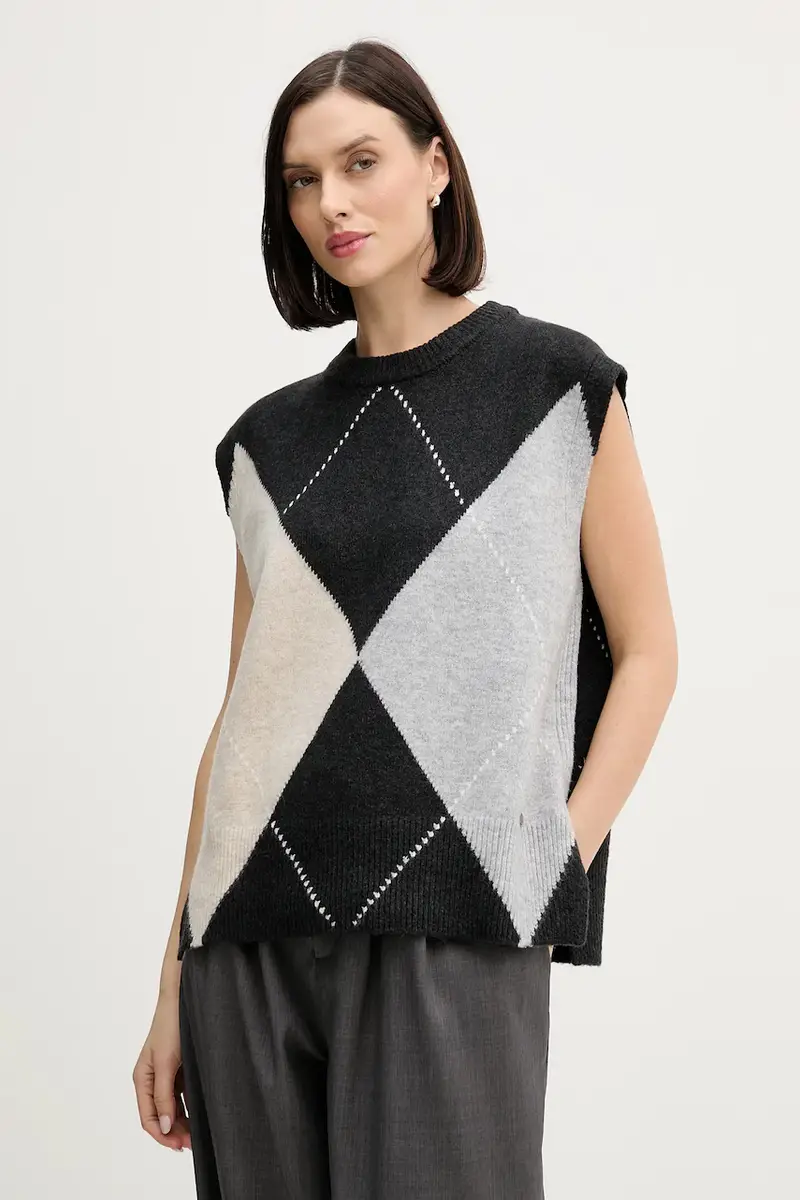 gilè con aggiunta di lana Grigio miniatura 4