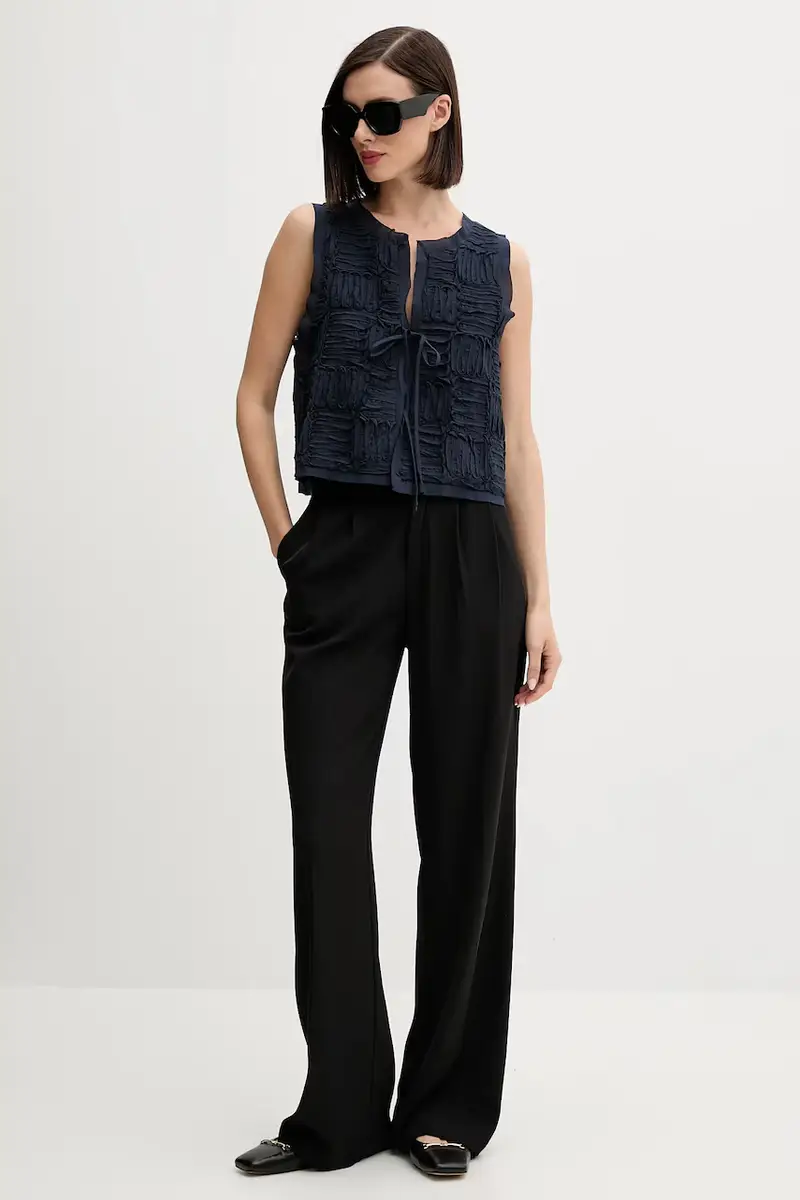 gilè in cotone colore blu navy 7312259 miniatura 2