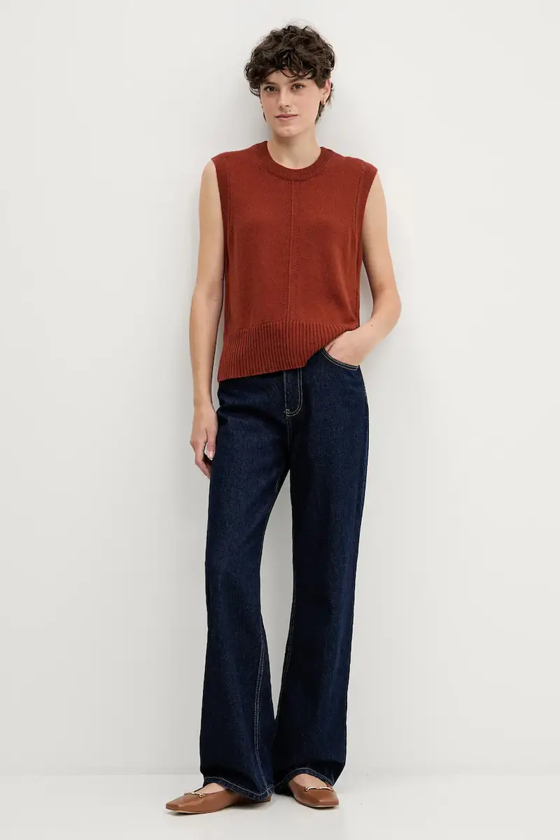 gilet con lana colore arancione 5502016 miniatura 2