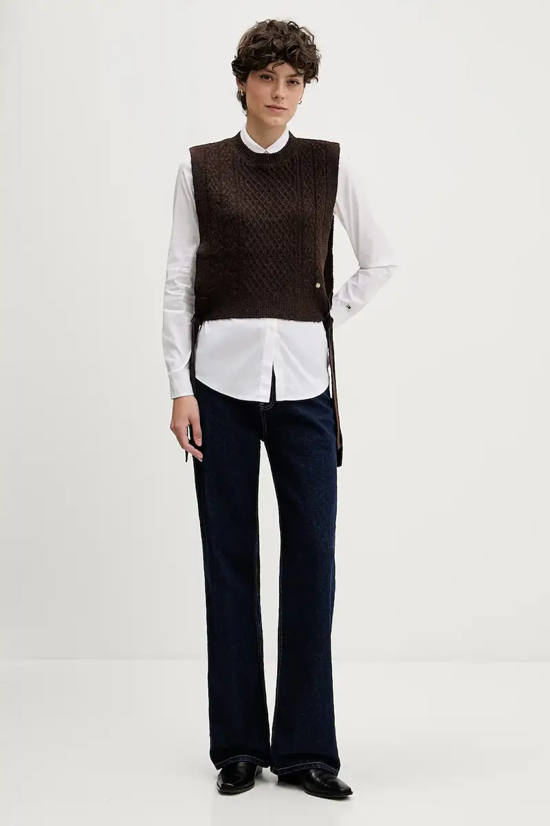 Pedro del Hierro Gilet Donna Marrone 3843596 miniatura 2