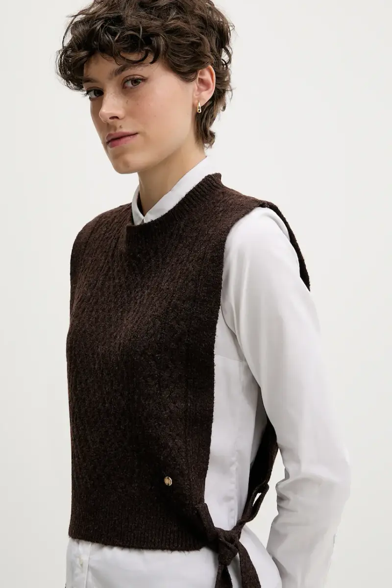 Pedro del Hierro Gilet Donna Marrone 3843596 miniatura 4