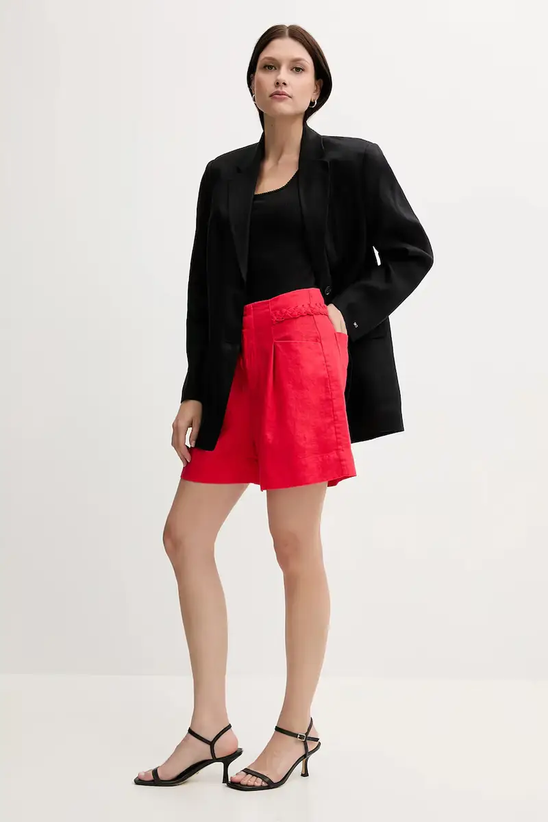 pantaloncini in lino donna colore rosso 2459132 miniatura 2