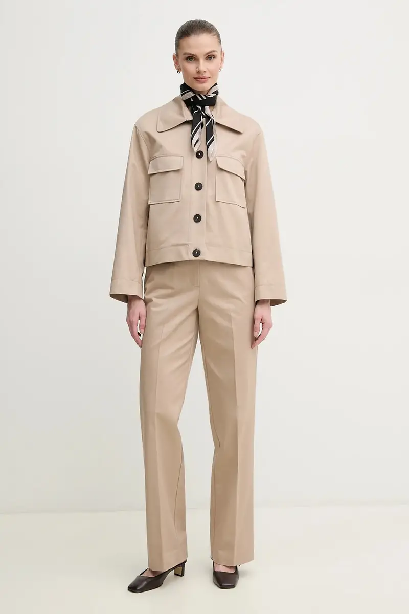 pantaloni in cotone donna colore beige 7609757 miniatura 2