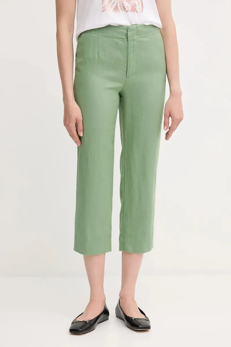 pantaloni in lino donna colore verde 7609781