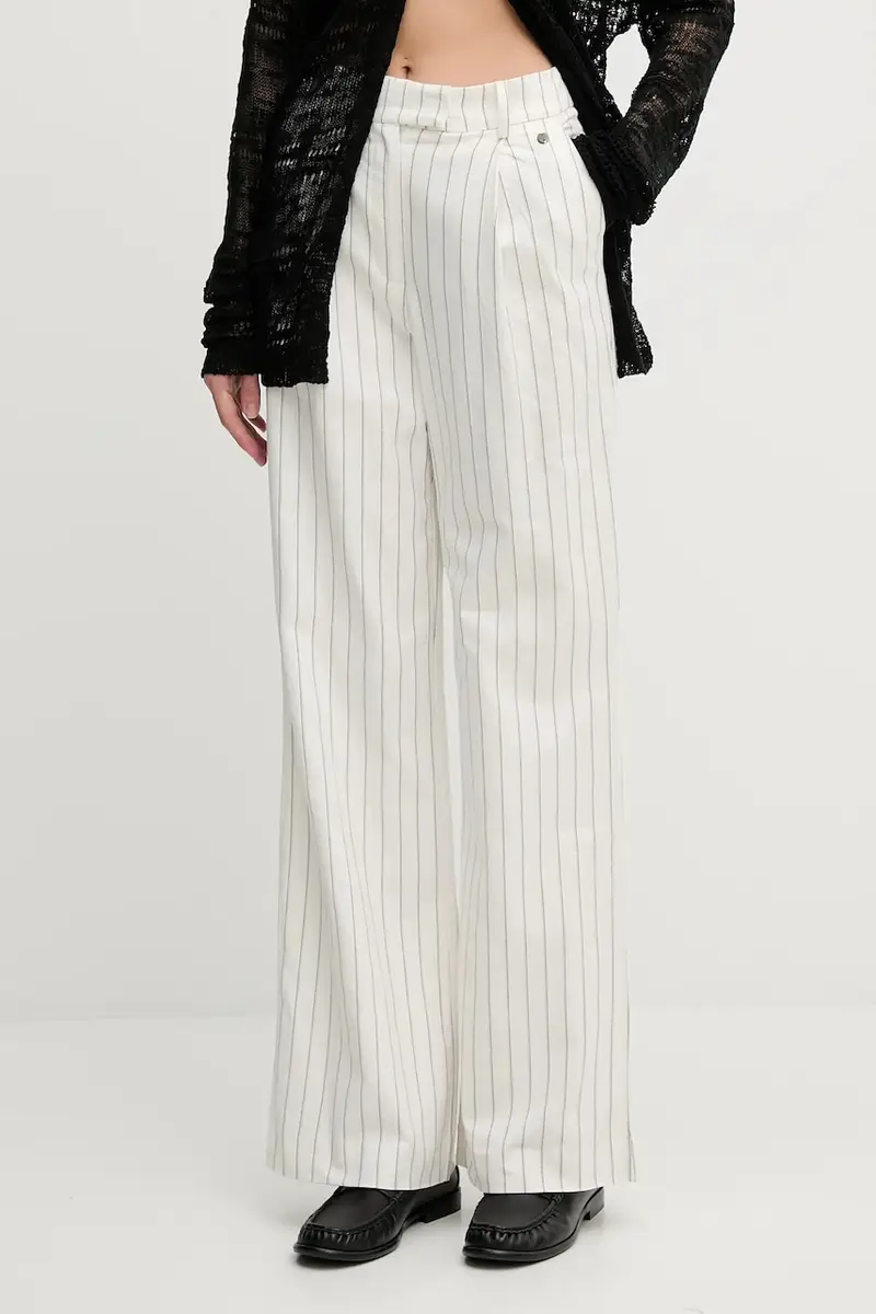 pantaloni in lino misto donna colore beige 7609760