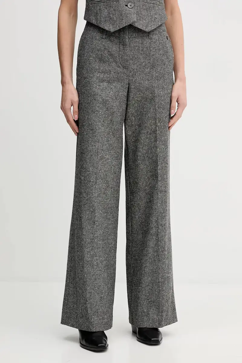 pantaloni in misto lana donna colore grigio 7602535