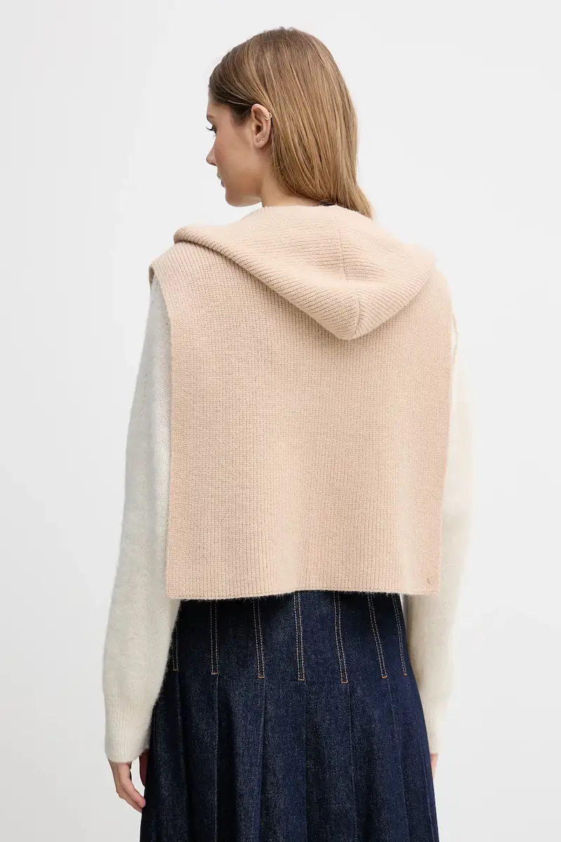sciarpa con cappuccio Beige miniatura 2