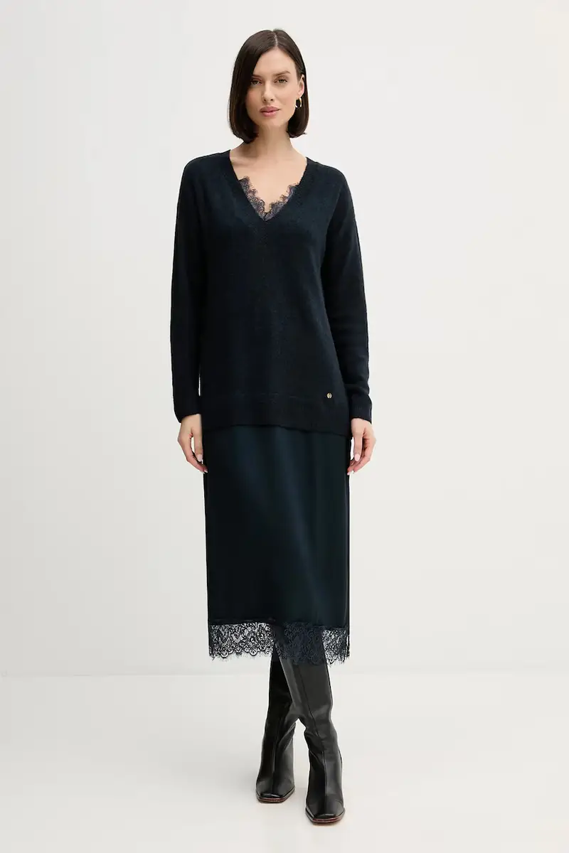 vestito con aggiunta di lana Blu navy miniatura 2