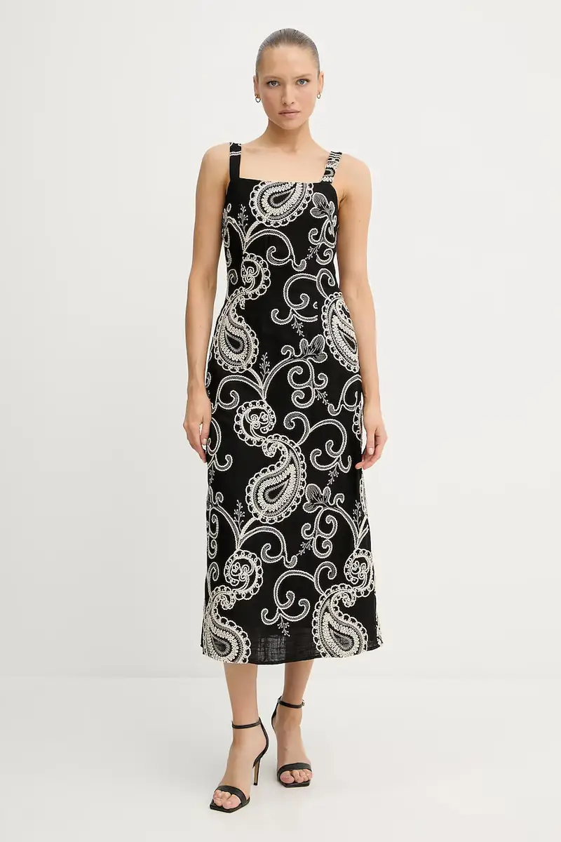 vestito con aggiunta di lino colore nero 3819830