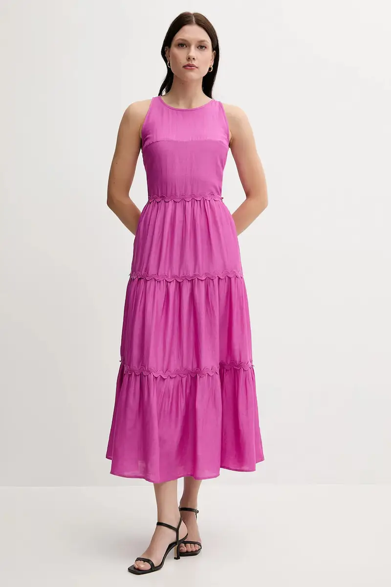 vestito con aggiunta di lino colore rosa 3819824