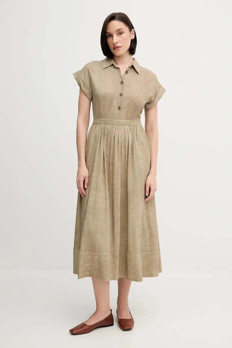 vestito con aggiunta di lino colore verde 3819816