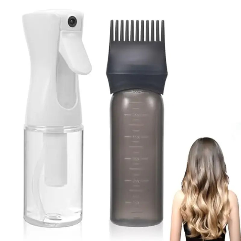 Peevisap 200 ml Spruzzino Nebulizzatore Set, Spruzzino per Capelli, 170 ml Applicatore Olio Capelli, Spruzzino Acqua per Capelli, Bottiglia Spray Capelli, Per Styling dei Capelli