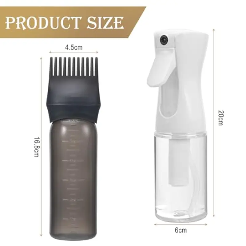 Peevisap 200 ml Spruzzino Nebulizzatore Set, Spruzzino per Capelli, 170 ml Applicatore Olio Capelli, Spruzzino Acqua per Capelli, Bottiglia Spray Capelli, Per Styling dei Capelli miniatura 2